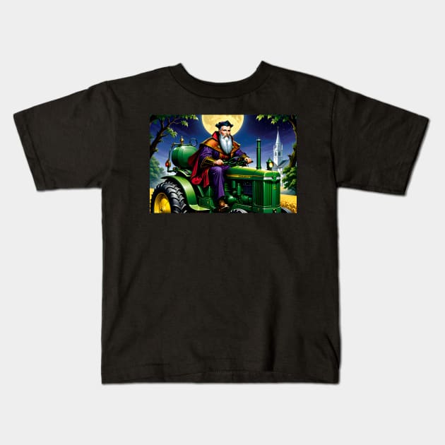 John Dee Riding a John Deere Kids T-Shirt by PaigeCompositor